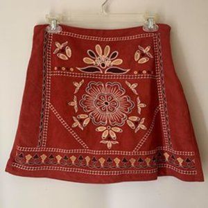 Faux Suede Print Skirt